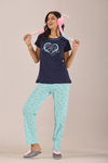 Sweet Moon Knit Cotton Pyjama Set - Skyblue Navyblue — thumbnail 4